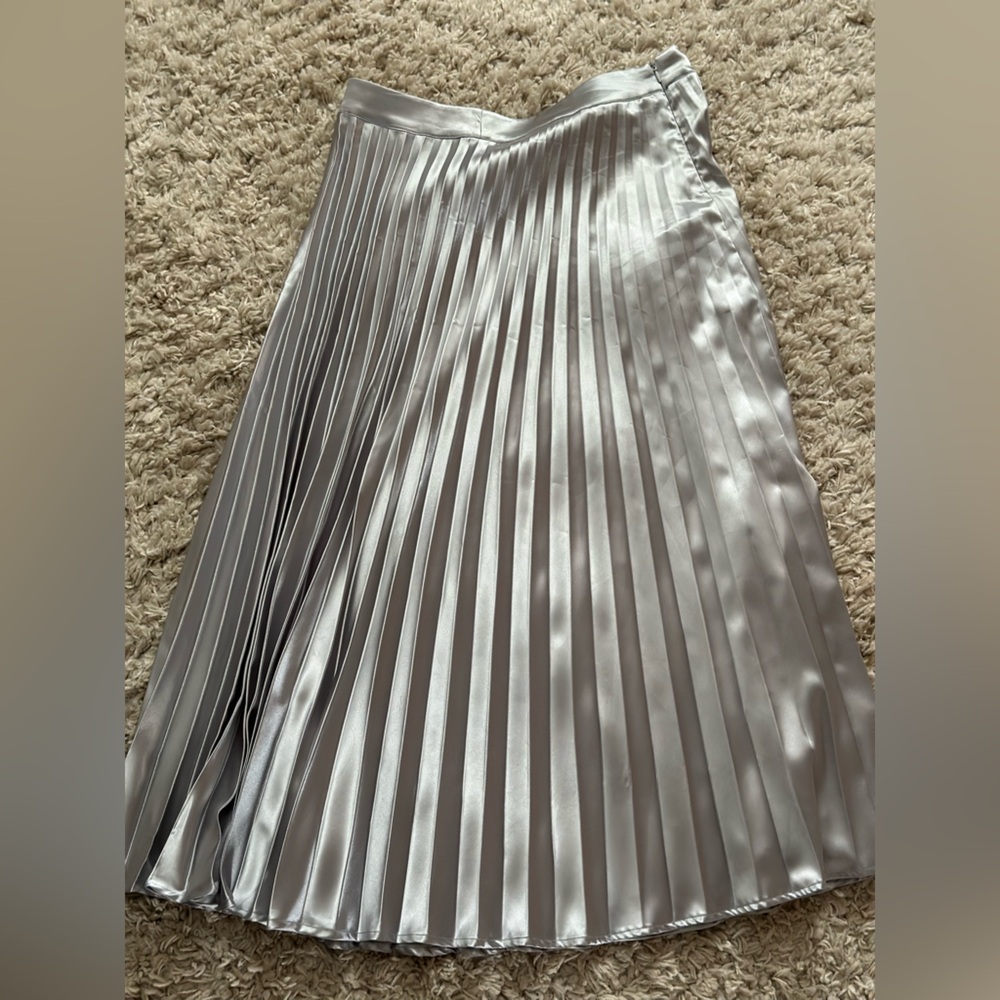 Beautiful full silver pleated midi skirt. Never worn